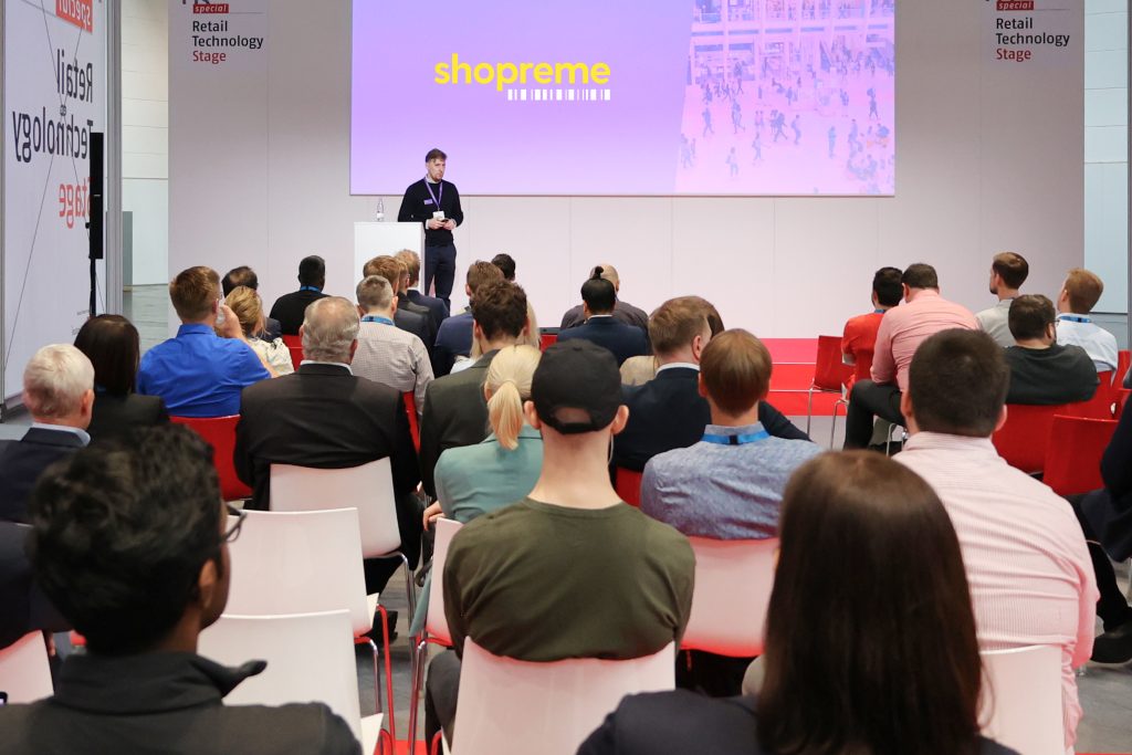 Florian Burgstaller, CEO at shopreme, on the Retail Technology Stage at EuroCIS 2022 in Düsseldorf.