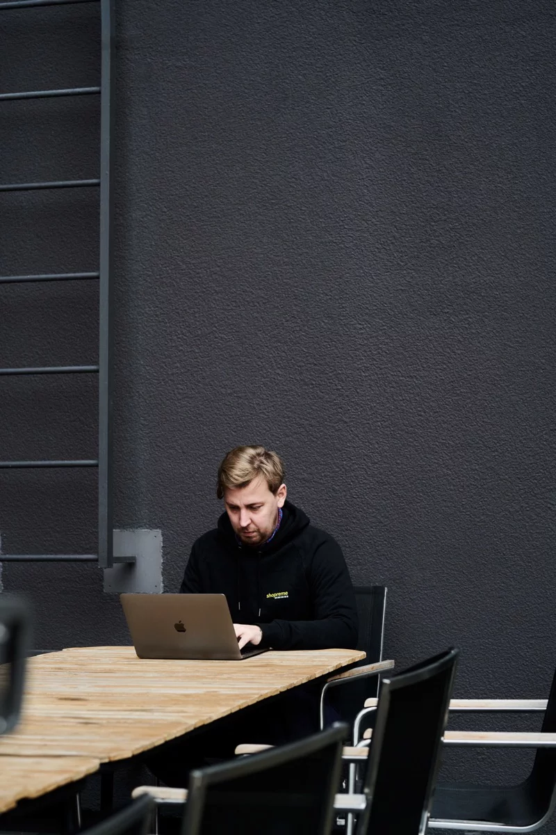 CEO Florian Burgstaller working on shopreme's company terrace